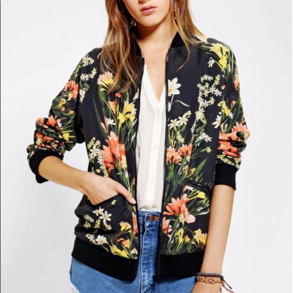 Urban Outfitters floral lightweight bomber jacket